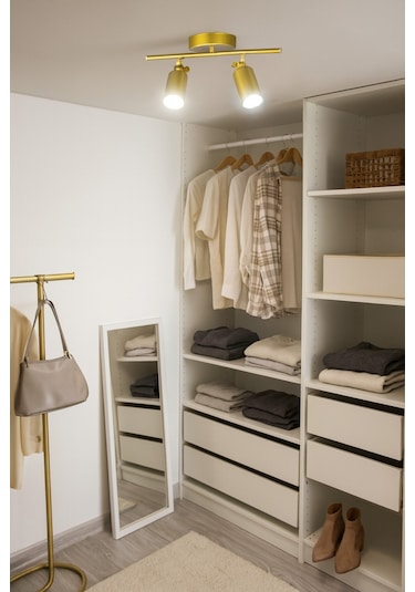 Spoti 2'li Eskitme Renk Beyaz Işık Modern Tasarım Cafe - Mutfak - Banyo Spot Ledli Sıralı Avize Eskitme