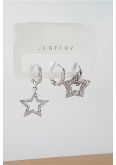 Kadın Vip Seri Baget Zirkon Taşlı Karışık Figürlü 3'lü Küpe Zrk00562-5386 Gümüş