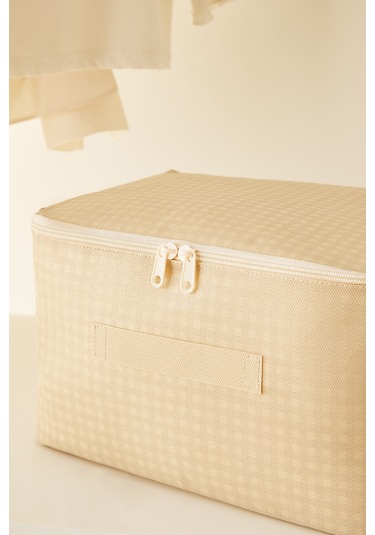 Home Wave 4'lü Küçük Boy Bej Pötikare Hurç Set 30 x 22 x 18 cm