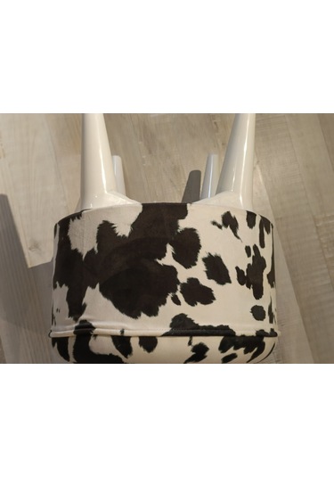 Mercan Mobilya Leopar Desen Bench Puf 43 Cm Beyaz /beyaz Ayak Beyaz