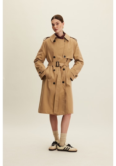 Anıka Kruvaze Kemerli Trençkot Camel 4747462 Çok Renkli
