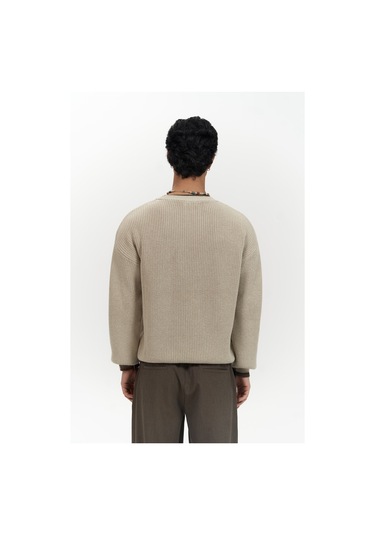 Carter Çift Yaka Detaylı Bej Erkek Triko Kazak Bej