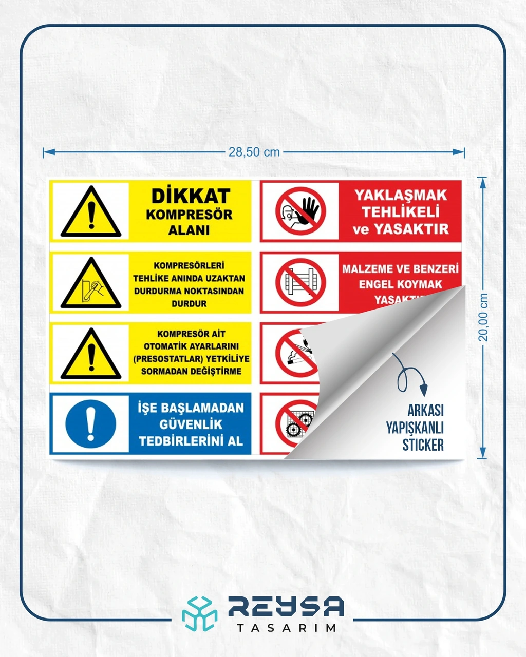 Dikkat Kompresör Alanı Sticker 20x28 Cm