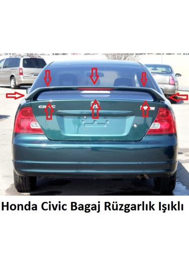 Honda Civic Bagaj Rüzgarlık Işıklı Boyasız Ham Siyah Fiberclass