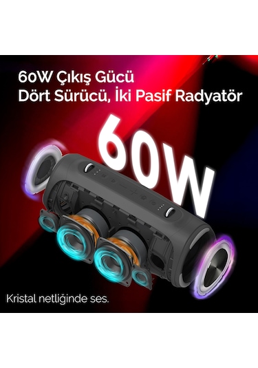 Nowgo Storm S 60w Rgb Super Bass Tws Party Speaker Taşınabilir Kablosuz Bluetooth Hoparlör