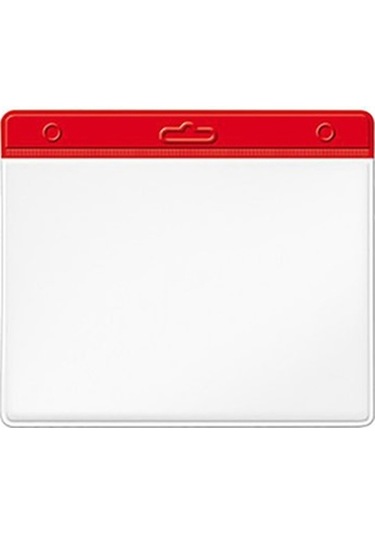 Sarff Kart Kabı Şeffaf 7.5x9.5 Kırmızı Şerit Yatay - 15 Adet