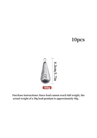 Topshop1 50g 10 Adet Kurşun Ağırlık Seti, Tatlı Ve Tuzlu Su Balıkçılığı İçin