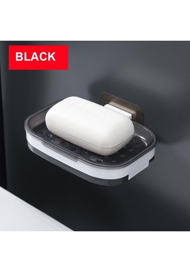 Siyah Kendinden Yapışkanlı Çift Katmanlar Sabun Kutusu Mutfak Aletleri Banyo Organizatör