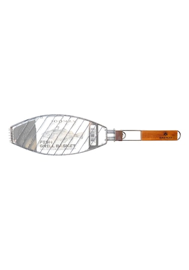 Dooman 4'lü Paslanmaz Çelik Balık Izgara Teli Ahşap Saplı 30x13 Cm Izgara Alanı - 318g