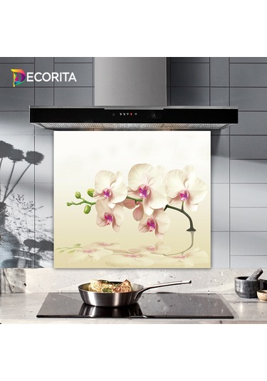 Decorita Krem Orkide | Cam Ocak Arkası Koruyucu | 52cm x 60cm