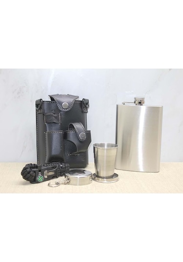 Kenpazar Deri Kılıflı Shot Bardaklı Matara