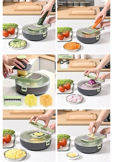 Rende Seti Vegetable Cutter Pro Rende Sebze Doğrayıcı Dilimleyici Hazneli Soğan Küp Kesici Dicer Çok Renkli