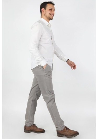 Erkek Fleto Cep Gabardin Pantolon Gri