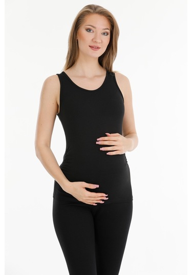 Hamile Modal Atlet Kalın Askılı Siyah