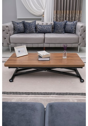 Home Üst Tabla Mdf Ceviz Oval Köşe Alt Ayak Siyah