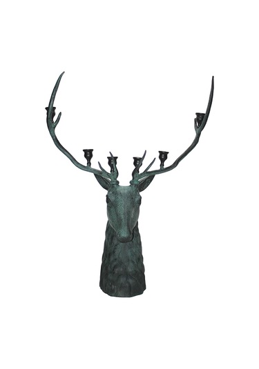 Metal Geyik Büstü Şamdan 136 Cm Renkli