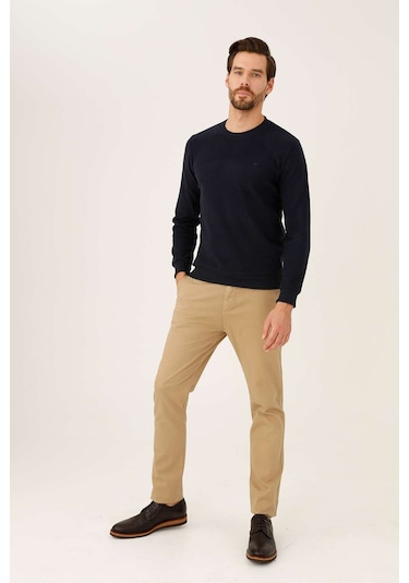 Erkek Lacivert Standart Bisiklet Yaka Triko-6880 Lacivert