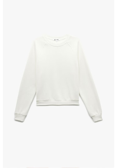 Koton Kadın Şardonlu Oversize Sweatshirt Ekru