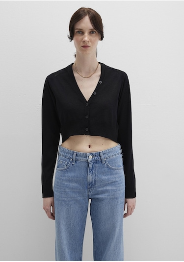 Mavi - Siyah Crop Hırka 1710690-900 Siyah