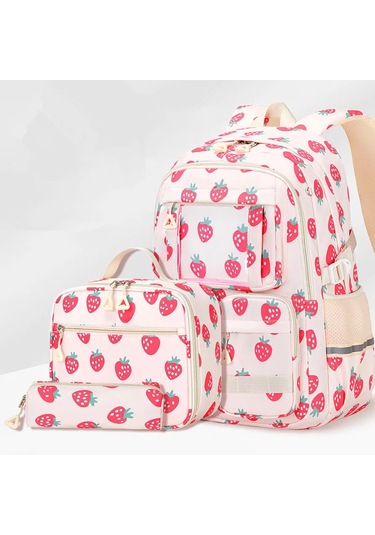 Çilek Baskı Gençler İçin Okul Çantaları Kızlar Schoolbag Büyük Açık Vizon