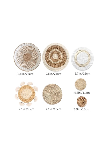 Moveevo Doğal Malzeme El Dokuma Bohem Dekoratif Duvar Sepeti Seti - 9 Parça, Ev Dekoru Odalar İçin Zengin Kültürel Estetik