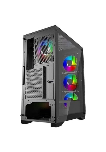 PowerBoost PB-PS5846B 600W ATX USB 3.0 Rainbow Fanlı Mesh Gaming Siyah Kasa