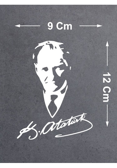 Mustafa Kemal Atatürk Silüet - Atatürk Imza Sticker - Araba Oto Motosiklet Karavan Araç Sticker Etiket - 00565 12x9 Cm