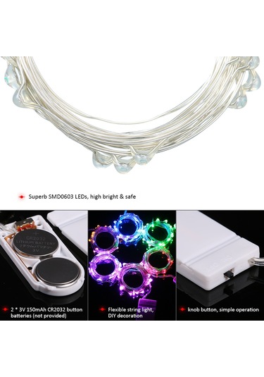 Jeemson 1 Metre Sarı Işıklı 10 Led Li Taşınabilir Bakır Tel Işık Zinciri - Pil Dahil Değil Sarı