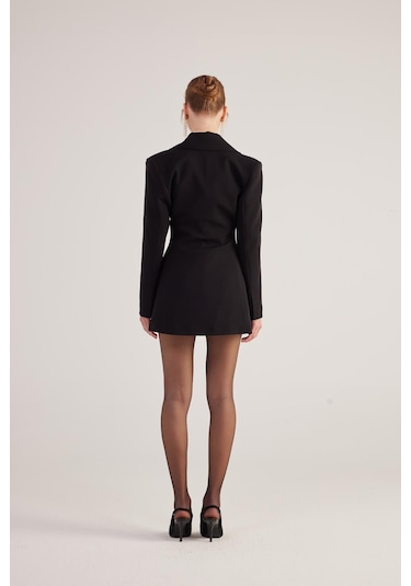 Holly Lolly Belden Oturmalı Fit Kesim Deja Blazer Ceket Siyah