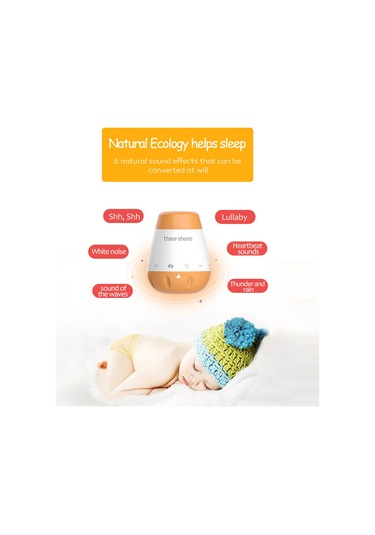 Geekyou K1 Bebek Uyku Rahatlatıcı Cihazı - 6 Sesli Beyaz Gürültü Makinesi, Ağız Çıkma Algılama, Dahili Pil Turuncu Turuncu