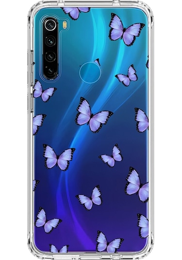 Xiaomi Redmi Note 8 Uyumlu Şeffaf Kılıf Kelebek 3 Tasarımlı
