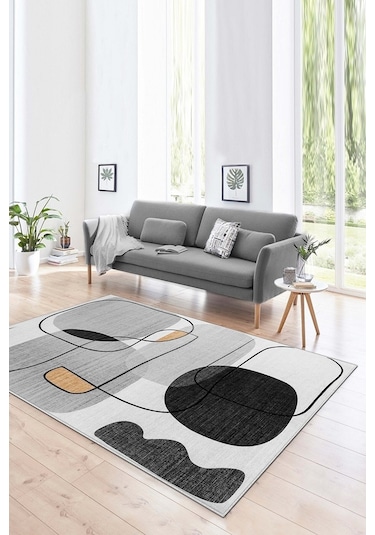 West Home Dijital Baskı Yıkanabilir Kaymaz Taban Leke Tutmaz Gri Mutfak Halısı Salon Halısı Ve Yolluk Wh 578 Grey