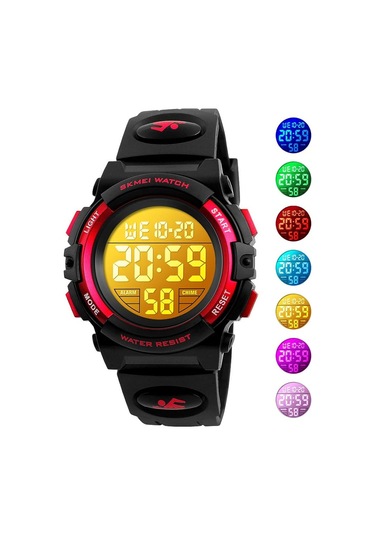 Çocuklar İçin Dijital Spor Saati Erkek Kız Erkek Su Geçirmez Günlük Elektronik Analog Kuvars 7 Renkli Led Saatler Alarm Kronometre Silikon Bantlı Aydınlık C Diğer