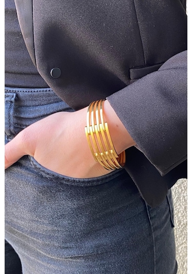 Zümrüt Sarraf 14 Ayar Altın 5 Sıra Kaburga Bilezik