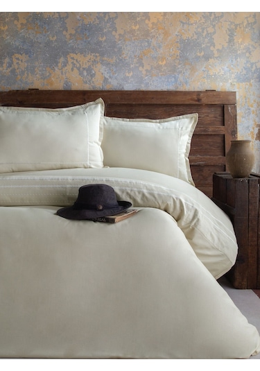 Elegance Runa Pamuk Saten Nevresim Takımı Bej Çift Kişilik Bej