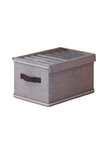 Cbtx 7 Izgaralı Dolap Saklama Kutusu Katlanabilir Elbise Düzenleyici Kapaklı Şeffaf Pencere - Gri