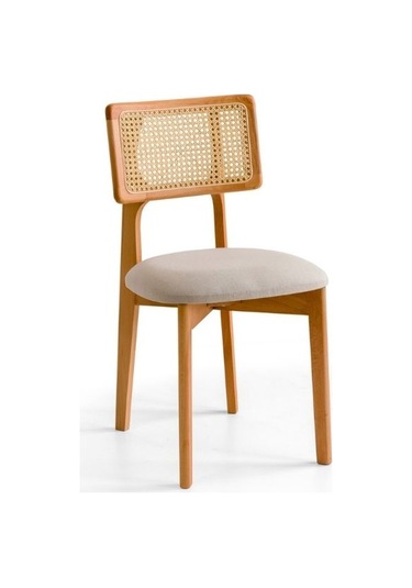 Zeus Bambu Hasırlı Ahşap Bohem Sandalye Natürel