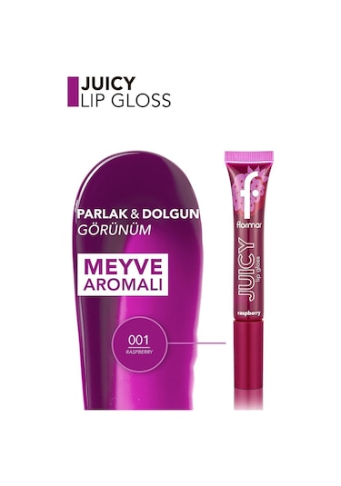 Flormar Juicy Doğal Renk Veren Meyve Aromalı Nemlendirici Dudak Parlatıcısı 001 Raspberry