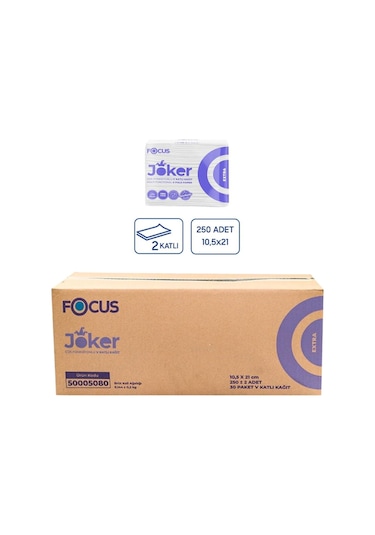 Focus 50005080 Extra Joker V Katlı Kağıt Peçete 30 x 250'li 10.5 x 21 CM