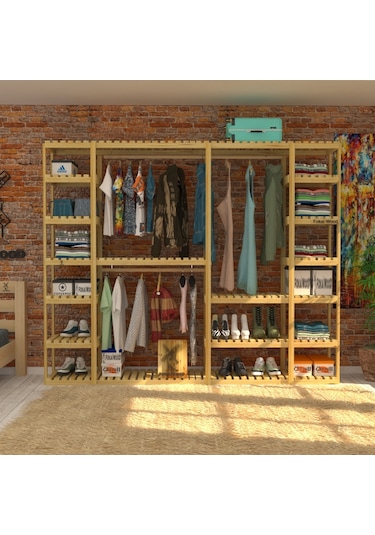 Glória - Açık Ahşap El Yapımı Gardırop