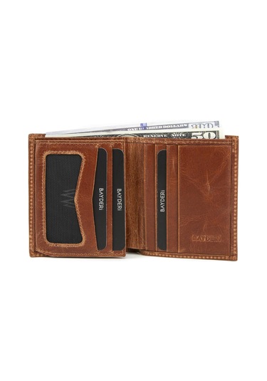 Bayderi Lisande Hakiki Deri Kibar Erkek Cüzdanı-1669 Crazy Fındık