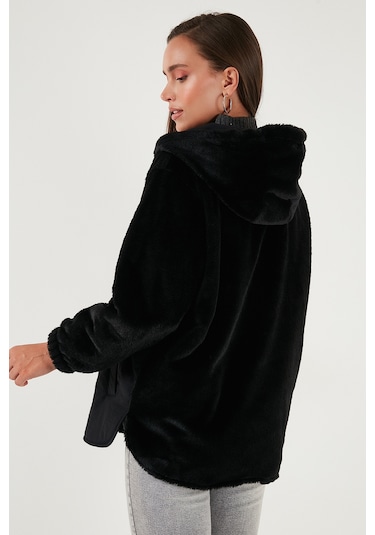Lela Comfort Fit Kapüşonlu Yumuşak Dokulu Bayan Mont 497Holly Siyah