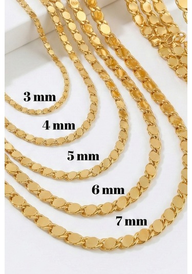 14 Ayar Altın Pullu Zincir Bileklik 3 Mm Sarı