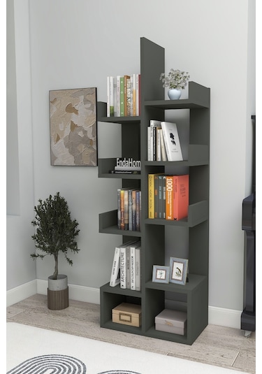 Gemini 10 Bölmeli Raflı Dekoratif Kitaplık Ofis Kitaplığı Dolap Evrak Rafı Ev Ofis Rafı - Antarist
