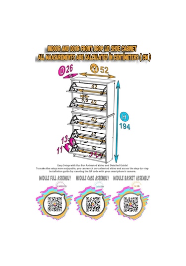 Modilayn Verve Antre 52x194x26 Cm Lik 5 Düşer Kapak 10 Göz Bölmeli Ayakkabılık Antrasit - Beyaz