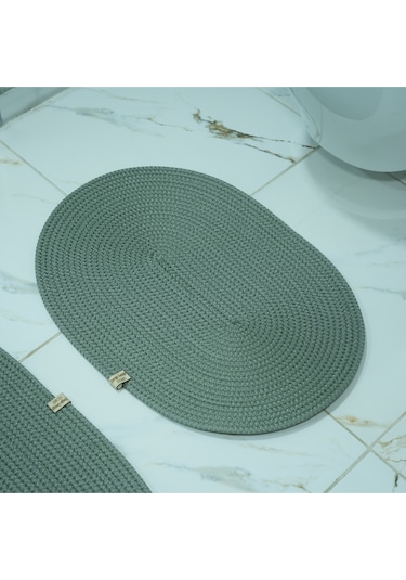 Zengin Supla 2'li Banyo Paspas Set Su Yeşili