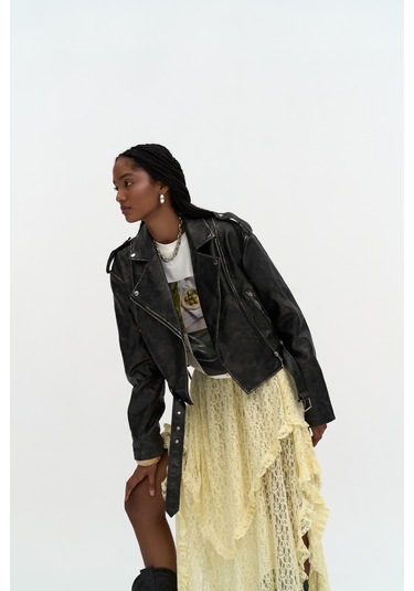 Mireya Asimetrik Sarı Dantel Etek sarı