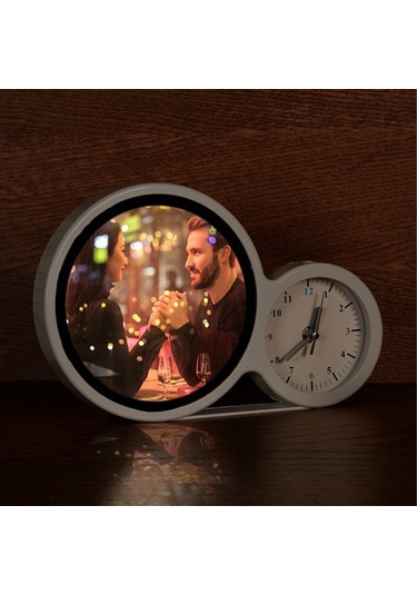 Kişiye Özel Fotoğraf Baskılı Saatli Sihirli Led Ayna