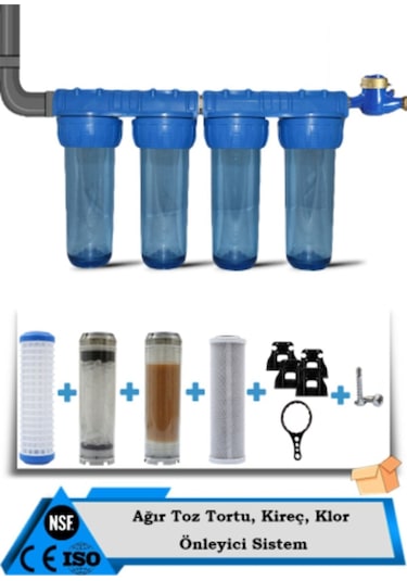 Watermelon Daire Bina Sayaç Girişi 4 Aşama Su Arıtma Sistemi Ağır Kireç , Klor Önleyici Set