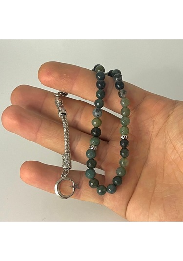 Sertifikalı Yosunlu Akik 6mm 33lük Doğal Taş Tesbih